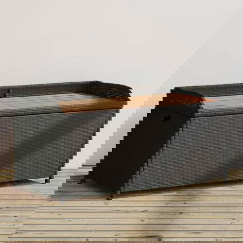 vidaXL Klupa za pohranu crna 100x50x52 cm poliratan i bagremovo drvo Cene
