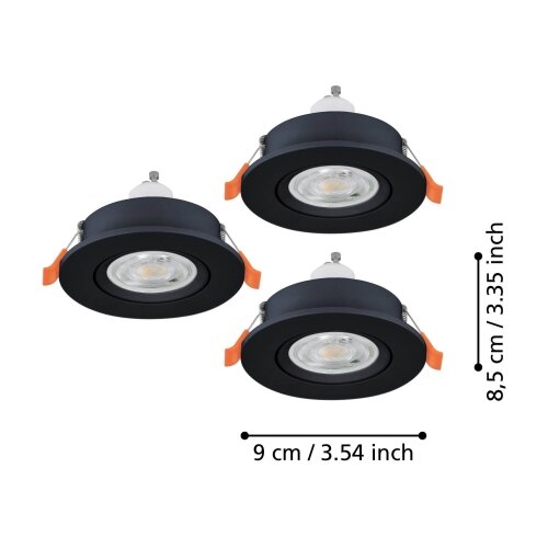 Eglo 902257 - komplet 3x led ugradnih spot svetiljki barranco 1xGU10/4,5W/230V crne Slike