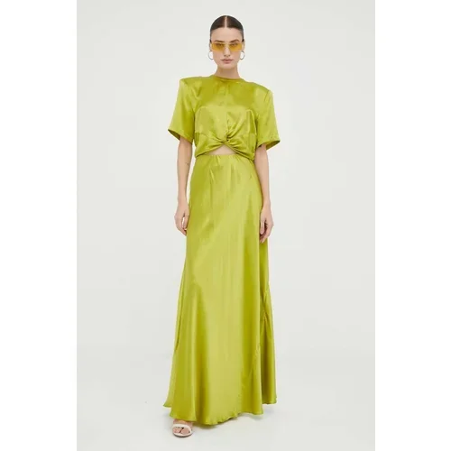 Gestuz Svilena suknja Sivala boja: zelena, maxi, ravna