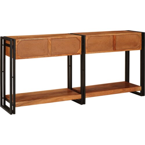 VidaXL Konzolni Stol 2 s ladicama s policom s pohranom 2 pcs Smeđa 160 x 33 x 75 cm Slike
