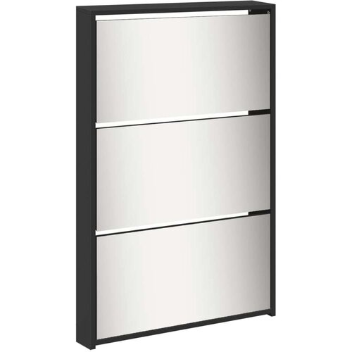 VidaXL omarica za čevlje z ogledalom 5-nadstropna črna 63x17x169,5 cm Slike