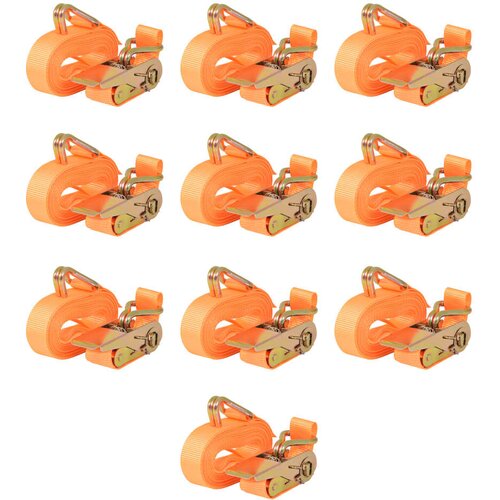VidaXL Tovorni vezni trak 10 kosov 0,4 tone 6mx25mm oranžne barve, (20777602) Slike