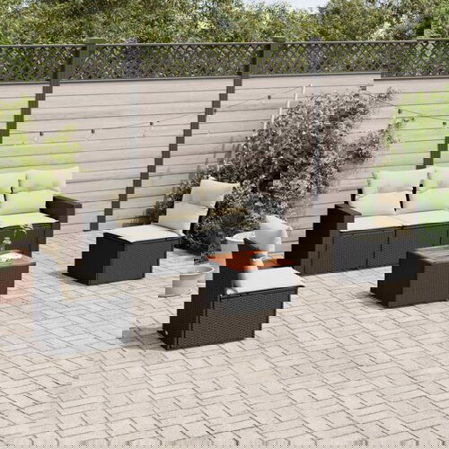 VidaXL 6-dijelni set vrtnih sofa s jastucima crni od poliratana Slike