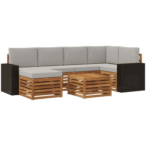 vidaXL Kotna sedežna garnitura z blazino 7 pcs Naravna in svetlo siva, (5000269656) Cene