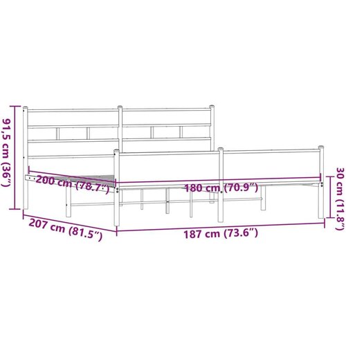 VidaXL metalni okvir kreveta bez madraca smeđa boja hrasta 180x200 cm Slike