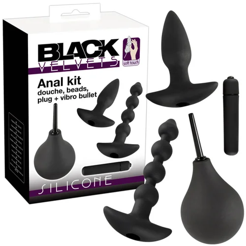 Black Velvets Analni set iz črnega žameta (4 deli)