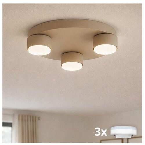  Brilagi-LED RGB stropno svetlo MONO, prigu&amp;scaron;iva, 3xGX53/14W/230V, Wi-Fi Tuya, prečnik 30 cm, bež Slike