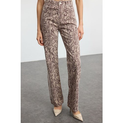 Trendyol Multicolored Animal Print Brown Snake Pattern High Waist Wide Leg Jeans Cijene