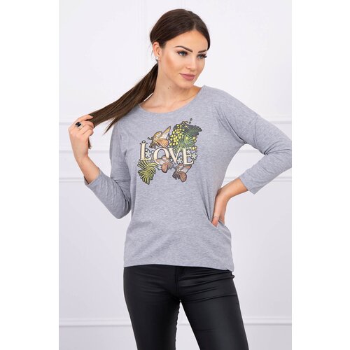 Kesi Blouse with Love print gray Slike