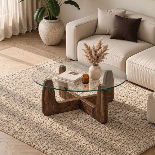 Hanah home klub sto Yuvarlak, 80 cm, orah Slike