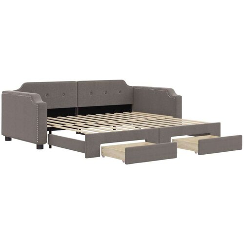  Dnevni krevet na razvlačenje smeđesivi 80 x 200 cm od tkanine Slike