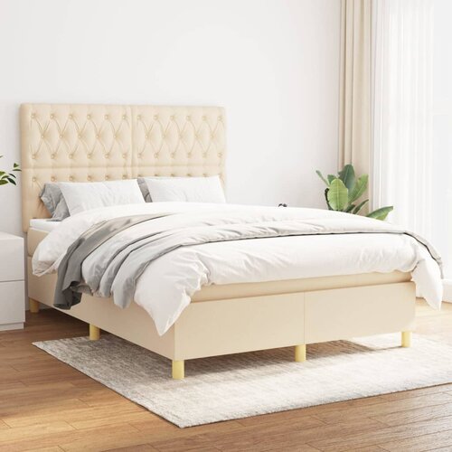 The Living Store Box spring postelja z vzmetnico krem 140x190 cm blago - Box Spring Postelja, (21514466) Cene