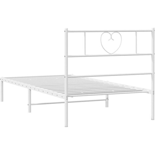  Metalni okvir za krevet s uzglavljem bijeli 100x190 cm Slike
