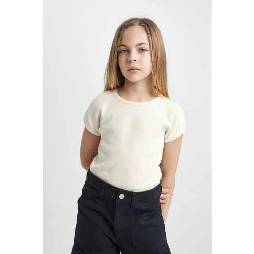 Defacto Girl Slim Fit Crew Neck Basic Ribbed Camisol T-Shirt