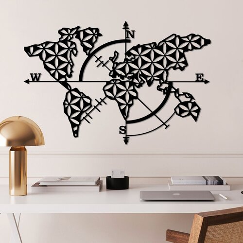 Wallity zidna dekoracija world map 2 - v2, 74 x 49 cm, crna Cene