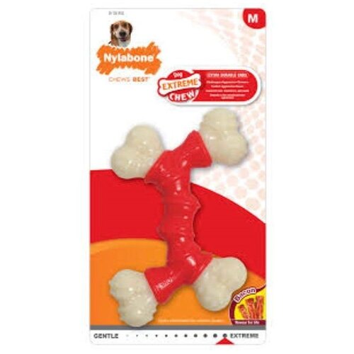 Nylabone EC Igračka za žvakanje dupla kost, Ukus slanine, M Cene