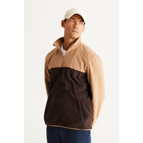 AC&Co / Altınyıldız Classics Men's Coffee-Milk Milky Way Standard Fit Normal Cut Daily Casual Two-tone Fleece Sport Sweatshirt. Slike
