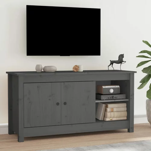 TV ormarić sivi 103 x 36,5 x 52 cm od masivne borovine