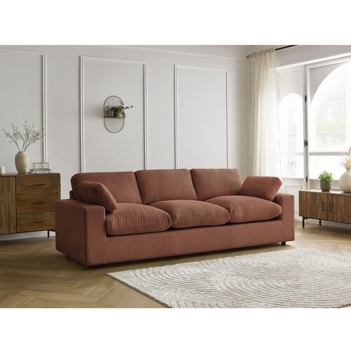 Bobochic Paris Oranžna sedežna garnitura iz rebrastega žameta 250 cm Belair &amp;ndash; Slike