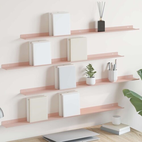  Lebdeća polica Zidne 4 pcs Ružičasta 100 x 9 x 2,5 cm Čelik Cene
