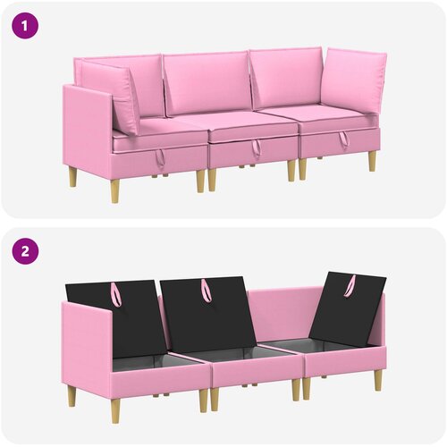  Set namje&amp;scaron;taja za dnevni boravak 3 pcs Ružičasta Tkanina Slike