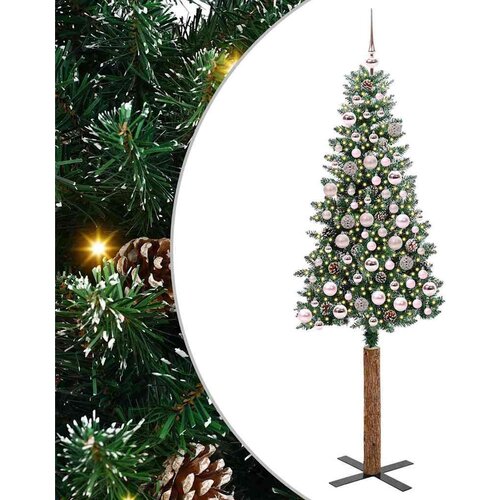 vidaXL Ožja jelka med 300 LED Zelena in Bela 180 cm PVC in trden bor Cene