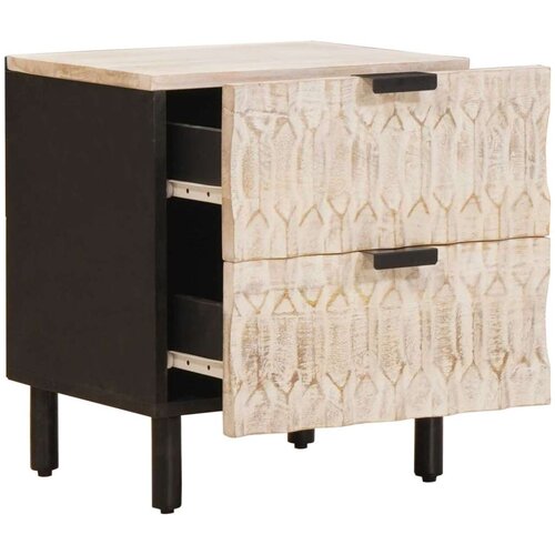  Noćni ormar 2 pcs Bijelo 40 x 33 5 x 46 cm Čvrsto drvo manga Slike