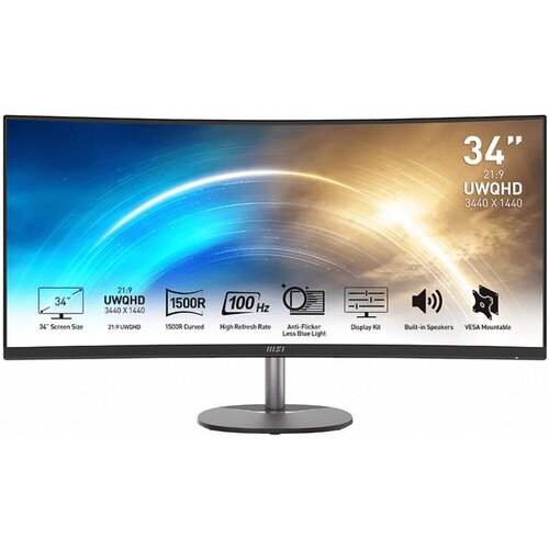 MSI Ukrivljen monitor 34' Pro Mp341Cq Va Uwqhd 100Hz 1Ms, (21407975) Cene