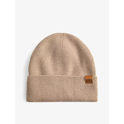 Koton Basic Knit Beanie Hat with a Layered Label Detail.