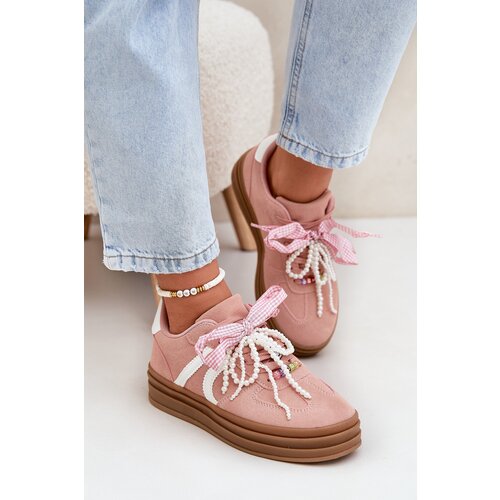 Boto Women Sneakers On Platform With Decorations Pink Vinness Cijene