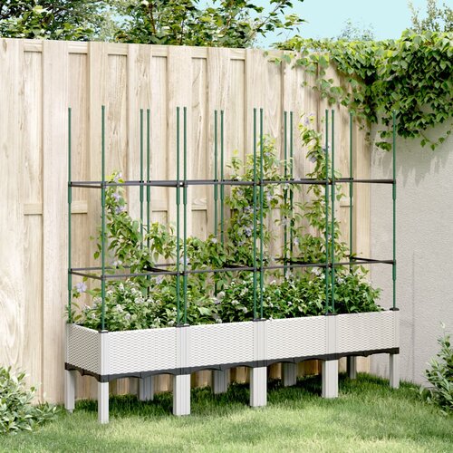  Vrtna sadilica s re&amp;scaron;etkom bijela 160 x 40 x 142,5 cm PP Slike