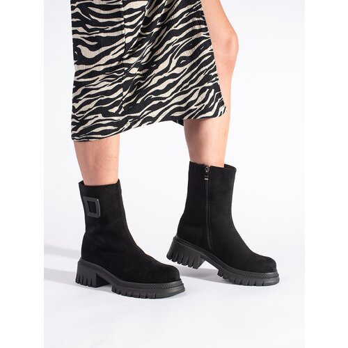 GOODIN Women&amp;#039;s black boots with a thick sole Slike
