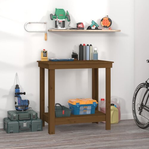 vidaXL Delovna miza medeno rjava 80x50x80 cm trdna borovina Cene