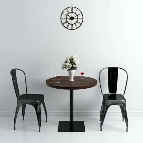 vidaXL Bistro miza mediapan in jeklo okrogla 80x75 cm temna jesenovina Cene