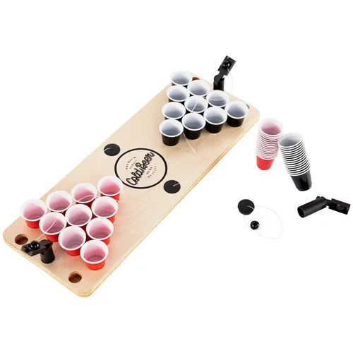 BeerCup Ace Mini Beer Pong, miza, 25 črnih in rdečih kozarcev za streljanje, 3 sprožilci žogic, 3 žogice