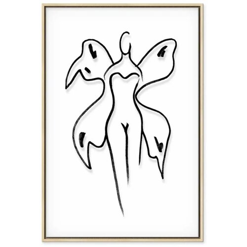  Slika - Butterfly Woman (1 Part) Vertical 60x90 U prirodnom drvenom okviru Slike