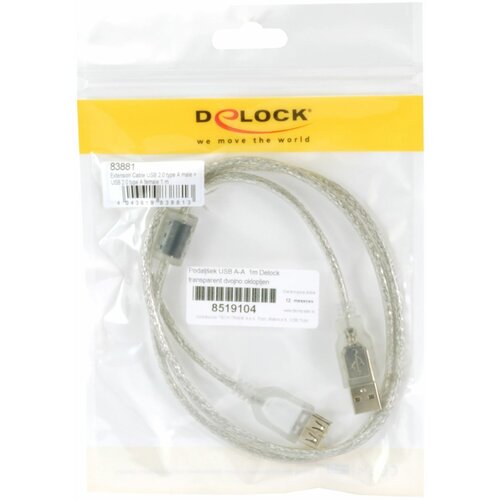 Delock Podalj&amp;scaron;ek USB A-A 1m transparent dvojno oklopljen 83881 Slike