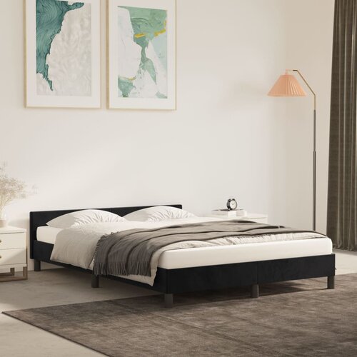 VidaXL Okvir za krevet s uzglavljem crni 140x190 cm bar&amp;scaron;unasti Slike