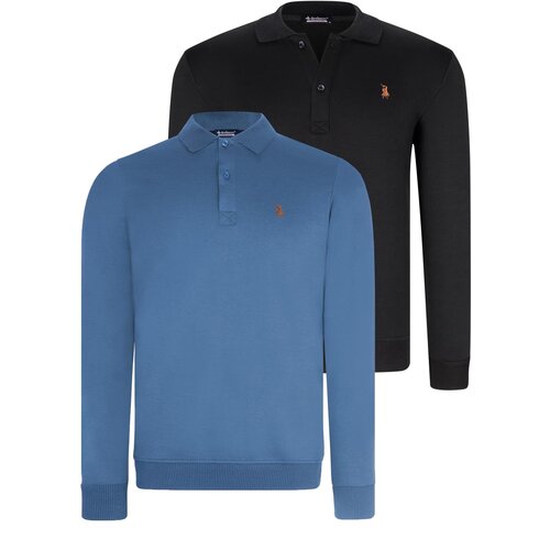 Dewberry DOUBLE SET V4007 MEN&amp;#039;S SWEATSHIRT-BLACK-INDIGO Slike