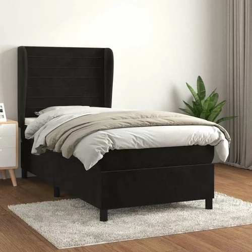 Box spring postelja z vzmetnico črna 100x200 cm žamet, (20895186)