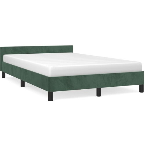 VidaXL Posteljni okvir z vzglavjem temno zelen 140x190 cm žamet Slike
