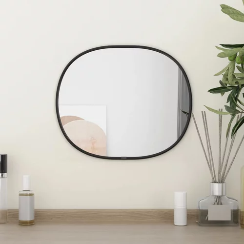 vidaXL Stensko ogledalo črno 30x25 cm