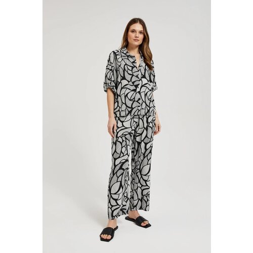 Marisse Women's Trousers L-Sp-4332 Black_White Cene