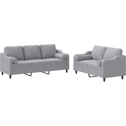  2-dijelni set sofa s jastucima svjetlosivi od tkanine Slike