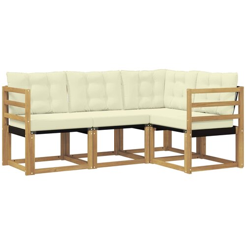 vidaXL Zunanja garnitura za sedenje z blazino 4 pcs Bela in krem, (5000281773) Cene