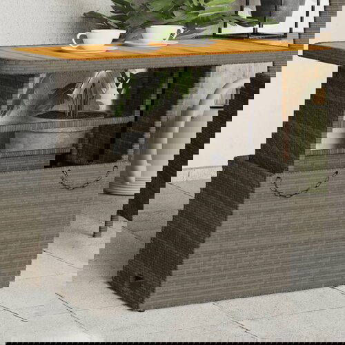 VidaXL Vrtni stol sivi 90 x 55 x 71 cm od poliratana i bagremovog drva Slike