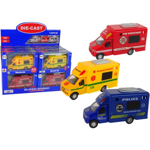 CAR Rescue Vehicle Police Fire Brigade Friction Drive 3 Models Cijene