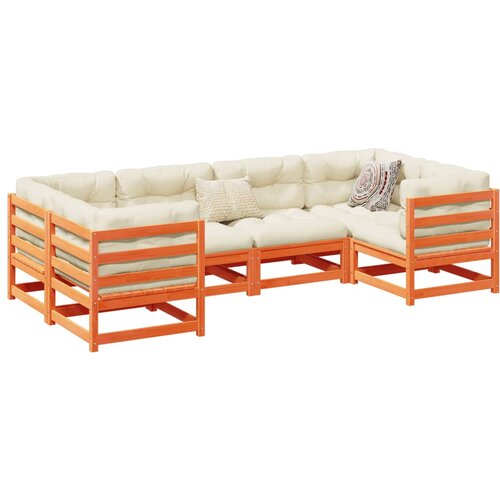 vidaXL 6-dijelni set vrtnih sofa s jastucima voštano smeđi od borovine Cene