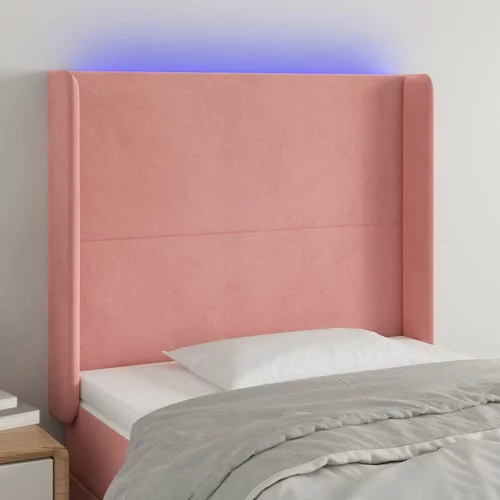  posteljno vzglavje roza 93x16x118/128 cm žamet