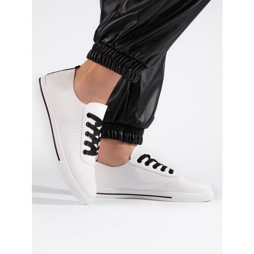 Shelvt Women's openwork sneakers white and black Cijene